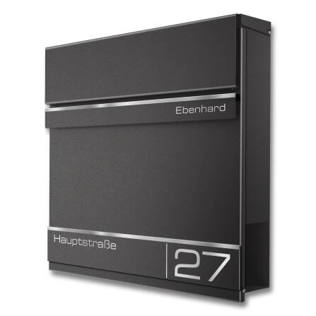 Metzler Standbriefkasten | Standfuß aus Edelstahl | mit Lasergravur | DB 703 Eisenglimmer | Hermann