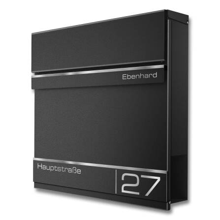 Metzler Boîte aux Lettres Support  | Pied en Acier Inoxydable | avec Gravure Laser | RAL 9005 Noir Foncé | Hermann