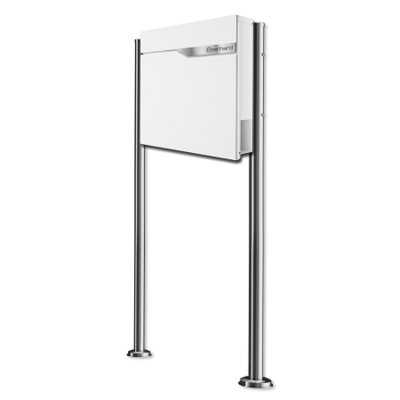 Metzler Standbriefkasten | Namensschild austauschbar | Pulverbeschichtet in RAL 9016 Verkehrsweiß | Ebenhard