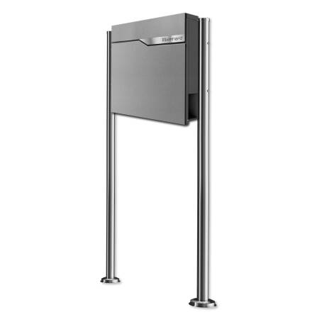 Metzler Standbriefkasten | Namensschild austauschbar | Pulverbeschichtet in RAL 9007 Graualuminium | Ebenhard