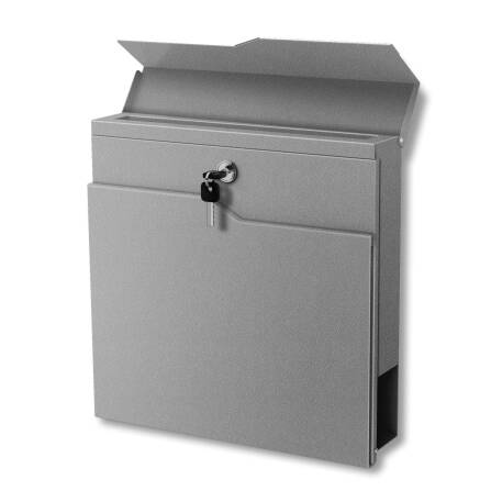 Metzler Standbriefkasten | Namensschild austauschbar | Pulverbeschichtet in RAL 9007 Graualuminium | Ebenhard