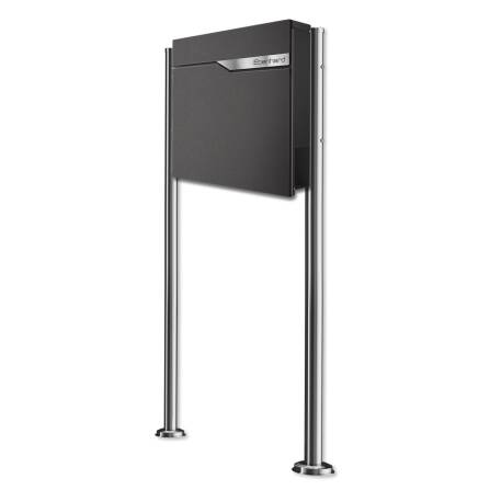 Metzler Standbriefkasten | Namensschild austauschbar | Pulverbeschichtet in DB 703 Eisenglimmer | Ebenhard