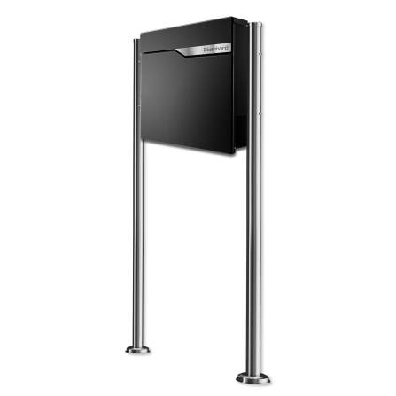 Metzler cassetta postale da terra | Targhetta del nome intercambiabile | Verniciato a polvere in RAL 9005 Nero intenso | Ebenhard