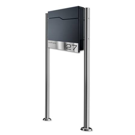 Metzler Standbriefkasten mit Edelstahl-Namensschild und...