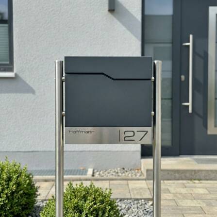 Metzler cassetta postale con targa per nome in acciaio inox e supporto in acciaio inox | Enno