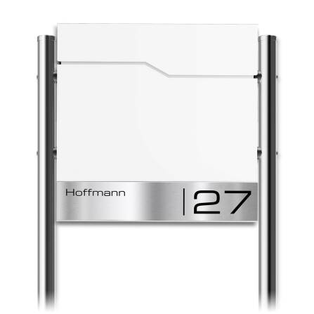 Metzler Standbriefkasten mit Edelstahl-Namensschild und...