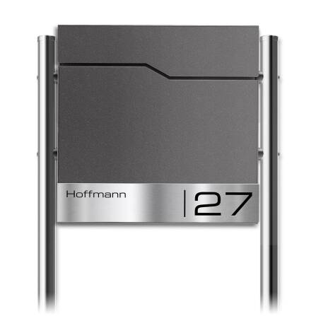 Metzler Standbriefkasten mit Edelstahl-Namensschild und...