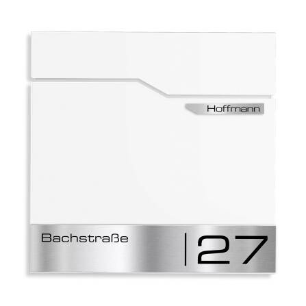 Metzler Boîte aux Lettres Support | avec Plaque de Nom en Acier Inoxydable | RAL 9016 Blanc Signalisation | Thobe