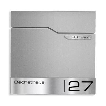 Metzler Standbriefkasten | inkl. Namensschild aus Edelstahl | RAL 9007 Graualuminium | Thobe