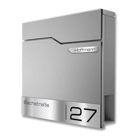 Metzler Standbriefkasten | inkl. Namensschild aus Edelstahl | RAL 9007 Graualuminium | Thobe