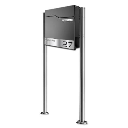 Metzler Standbriefkasten | inkl. Namensschild aus Edelstahl | DB703 Eisenglimmer | Thobe