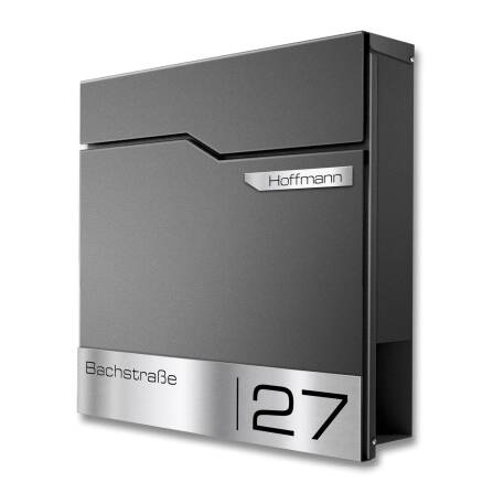 Metzler Standbriefkasten | inkl. Namensschild aus Edelstahl | DB703 Eisenglimmer | Thobe