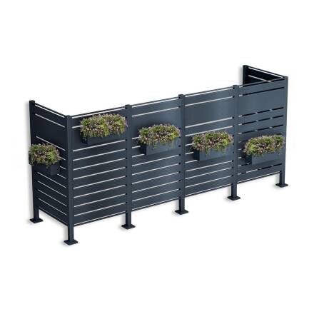 Metzler Clôture Occultante | Pour quatre Poubelles | Inoxydable et massive | RAL 7016 Gris Anthracite