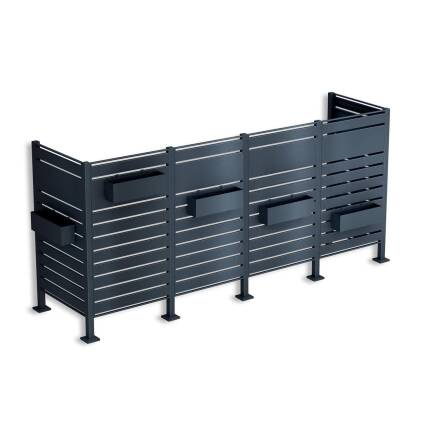 Metzler Clôture Occultante | Pour quatre Poubelles | Inoxydable et massive | RAL 7016 Gris Anthracite