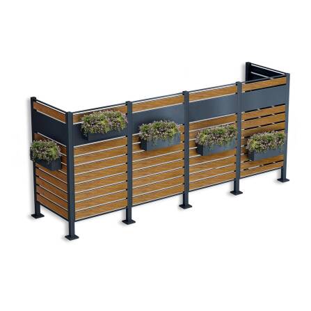 Metzler Schermo per Bidoni della Spazzatura | per quattro bidoni | inox e massiccio | effetto legno