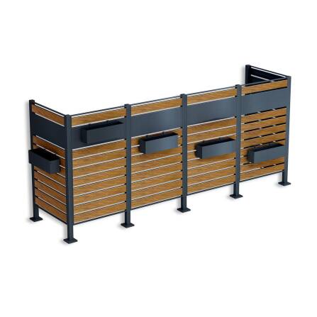 Metzler Schermo per Bidoni della Spazzatura | per quattro bidoni | inox e massiccio | effetto legno