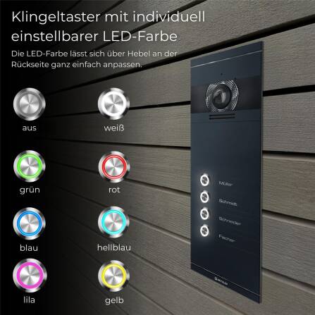 Metzler VDM10 2.0 Mehrfamilien Video-Türsprechanlage | 4 Klingeltaster | Colson