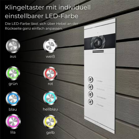 Metzler VDM10 2.0 citofono video per condomini | 4 pulsanti campanello | RAL 9016 Bianco traffico | Colson