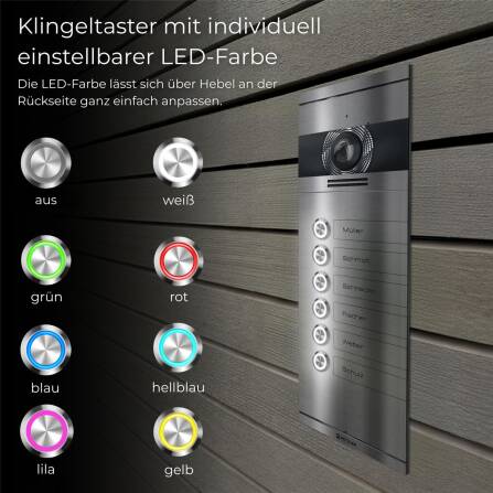 Metzler VDM10 2.0 Mehrfamilien Video-Türsprechanlage | 6 Klingeltaster | Edelstahl gebürstet | Colson