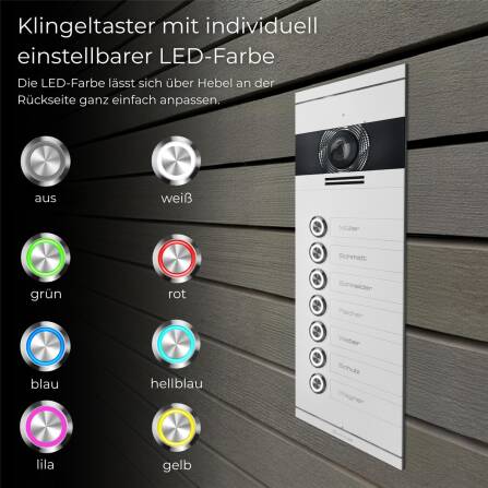 Metzler VDM10 2.0 Videocitofono multifamiliare | 7 pulsanti campanello | RAL 9016 Bianco traffico | Colson