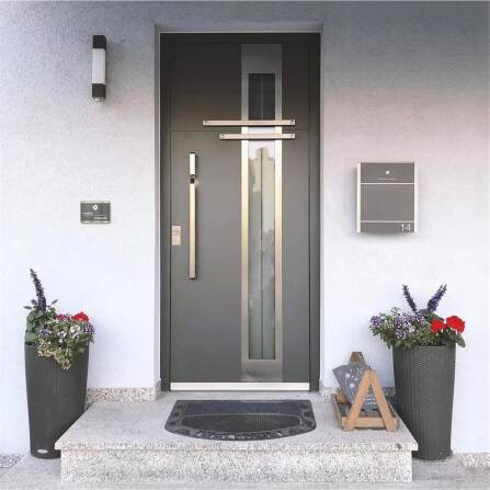 Metzler Campanello da porta in acciaio inox antracite LED dimensione selezionabile | 8 x 6 cm | Heidi