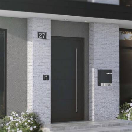 Metzler Campanello da porta in acciaio inox antracite LED dimensione selezionabile | 8 x 6 cm | Heidi