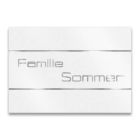 Namensschild in RAL 9016 Verkehrsweiß mit...