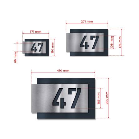 Metzler modernes Hausnummernschild Anthrazit Edelstahl | 17,1 x 11 cm
