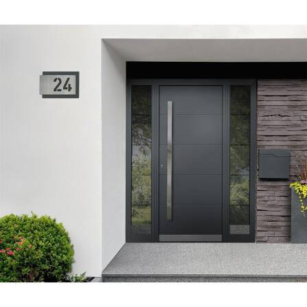 Metzler modernes Hausnummernschild Anthrazit Edelstahl | 17,1 x 11 cm