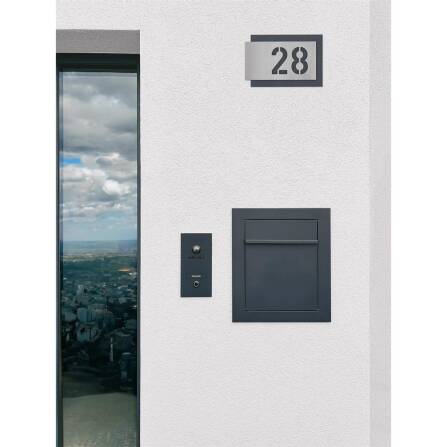 Metzler modernes Hausnummernschild Anthrazit Edelstahl | 17,1 x 11 cm