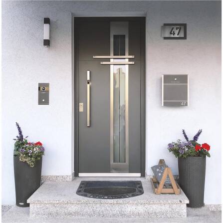 Metzler modernes Hausnummernschild Anthrazit Edelstahl | 27,1 x 17,5 cm