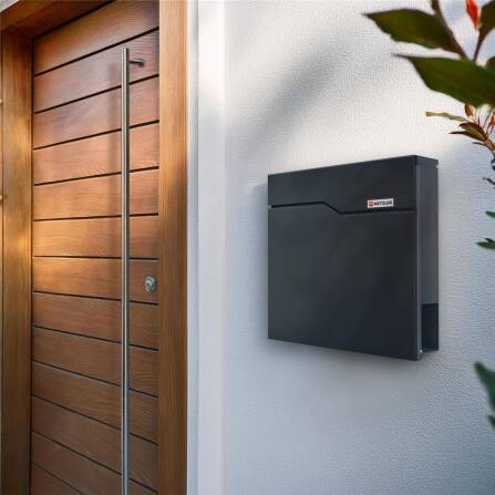 Metzler Briefkasten | austauschbares Namensschild | Anthrazit | Siebert 2