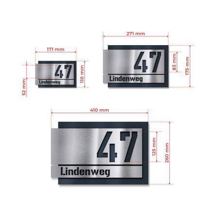 Metzler Individuelle Hausnummer aus Edelstahl | 17 x 11 cm