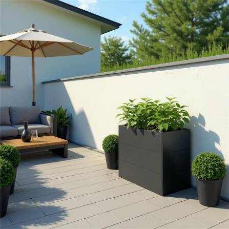 Metzler Plate-Bande pour Jardin | Revêtu en Poudre Gris Anthracite RAL7016 | 100 x 50 x77 cm