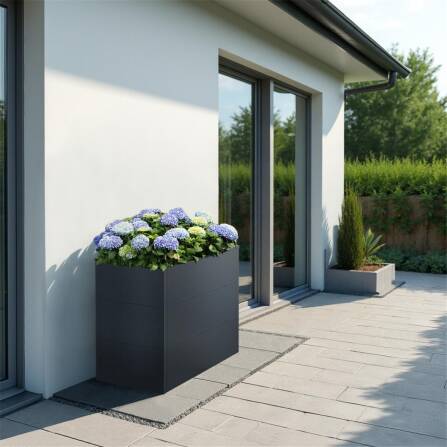 Metzler Plate-Bande pour Jardin | Revêtu en Poudre Gris Anthracite RAL7016 | 100 x 50 x77 cm