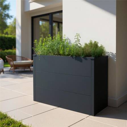 Metzler Plate-Bande pour Jardin | Revêtu en Poudre Gris Anthracite RAL7016 | 100 x 50 x77 cm
