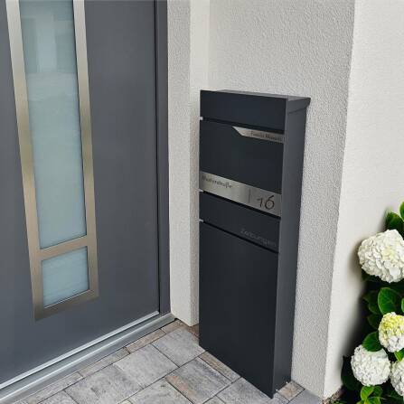 Metzler Boîte aux lettres support avec compartiment pour journaux en acier de haute qualité | Ral 7016 anthracite | Alves