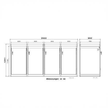 Metzler Mülltonnenbox mit Pflanzdach | 4er | 240l | in Holzoptik | Anthrazit RAL 7016 | aus Stahl | rostfrei & massiv | Türgriff mit Schloss