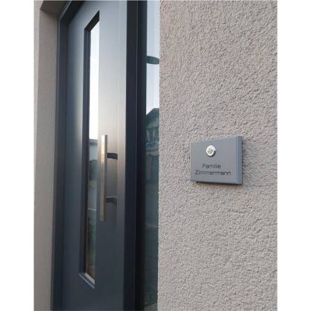 Metzler Funkklingel kabellos Edelstahl V2A | Aufputz Türklingel IP67 | 150m Reichweite  | RAL 9007 Graualuminium | Vitus