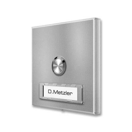 Metzler Funkklingel Aufputz austauschbares Namensschild | RAL 9007 Graualuminium | Parisa