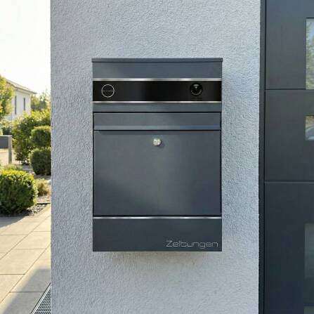 Metzler Briefkasten mit VDM10 2.0 Video-Türsprechanlage | 1 Klingel | RAL7016 Anthrazit