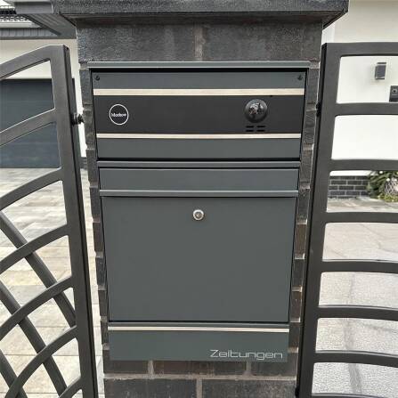 Metzler Briefkasten mit VDM10 2.0 Video-Türsprechanlage | 1 Klingel | RAL7016 Anthrazit