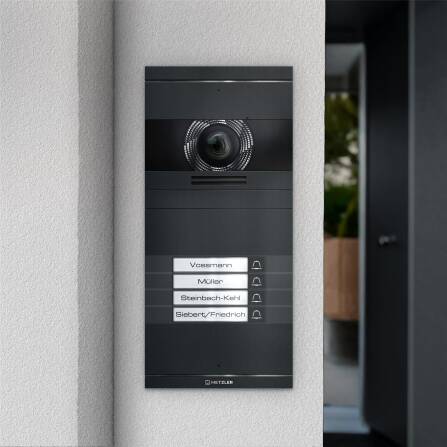 Metzler VDM10 2.0 Videocitofono con targhetta sostituibile | Antracite RAL 7016 | 4 pulsanti di chiamata | Neo