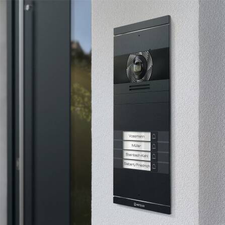 Metzler VDM10 2.0 Videocitofono con targhetta sostituibile | Antracite RAL 7016 | 4 pulsanti di chiamata | Neo