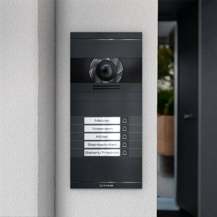 Metzler VDM10 2.0 Video-Türsprechanlage mit austauschbarem Namensschild | Anthrazit RAL 7016 | 5 Klingeltaster | Neo
