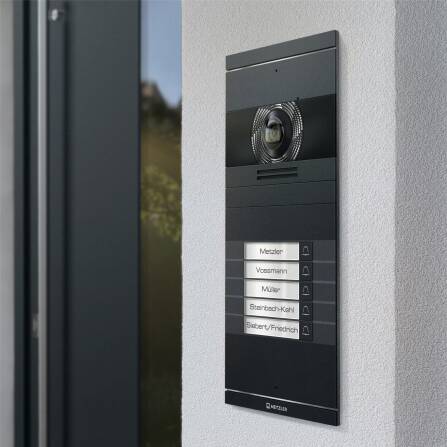 Metzler VDM10 2.0 Video-Türsprechanlage mit austauschbarem Namensschild | Anthrazit RAL 7016 | 5 Klingeltaster | Neo