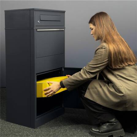 Metzler Paketbox mit Briefkasten | mit Briefeinwurf | für Pakete bis zur Größe M | rostfrei | Bispo