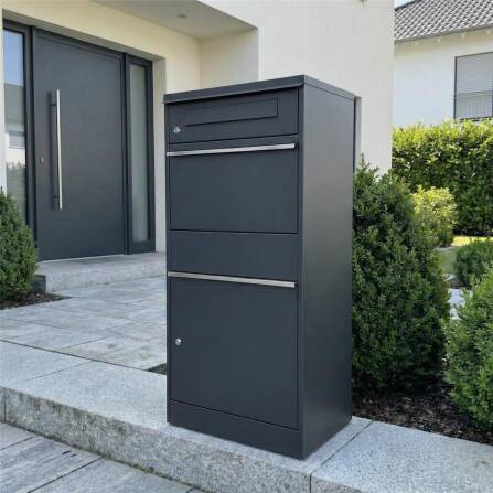 Metzler Paketbox mit Briefkasten | mit Briefeinwurf | für Pakete bis zur Größe M | rostfrei | Bispo