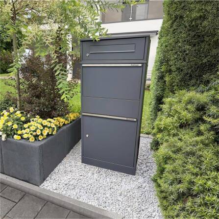 Metzler Paketbox mit Briefkasten | mit Briefeinwurf | für Pakete bis zur Größe M | rostfrei | Bispo