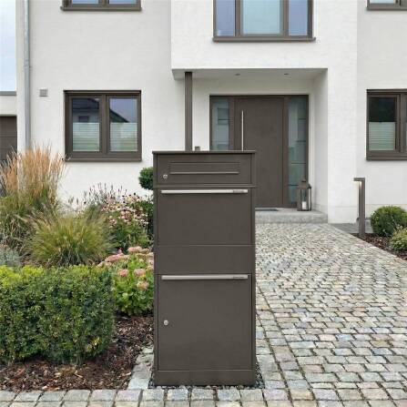 Metzler Paketbox mit Briefkasten | DB 703 Eisenglimmer | mit Briefeinwurf | für Pakete bis zur Größe M | rostfrei | Bispo